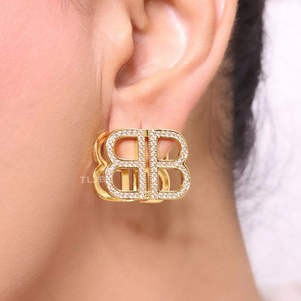 Double B CZ gold studs