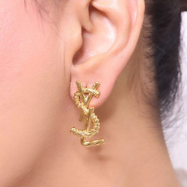 Alphabet Y gold earrings