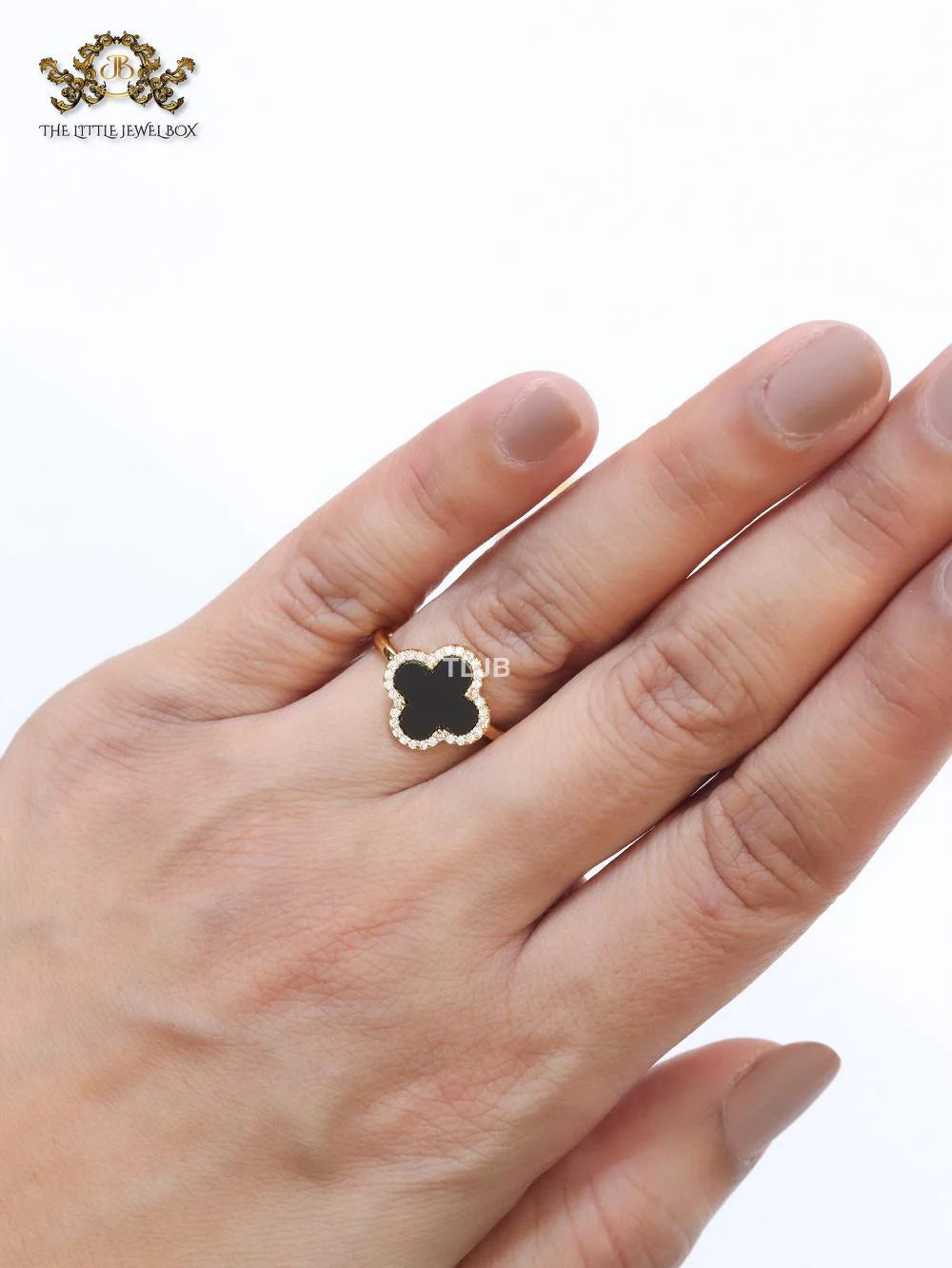 Black MOP ring with cz