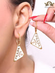 White enamel and gold hoop dangles