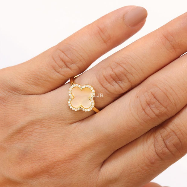 Off White MOP and cz ring