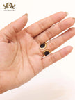 Open V and blak enamel bold ring