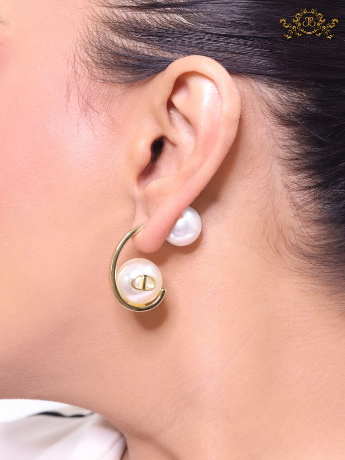 Alphabet C and D pearl and gold dangles