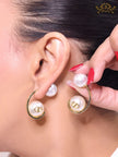 Alphabet C and D pearl and gold dangles