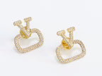 Alphabet V cz studs in gold finish