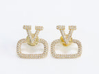 Alphabet V cz studs in gold finish