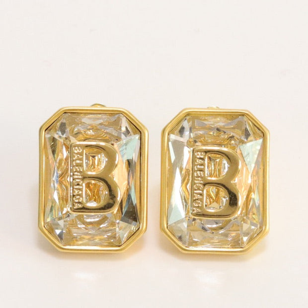 Alphabet B large cz earrings in gold finish
