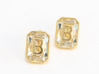Alphabet B large cz earrings in gold finish
