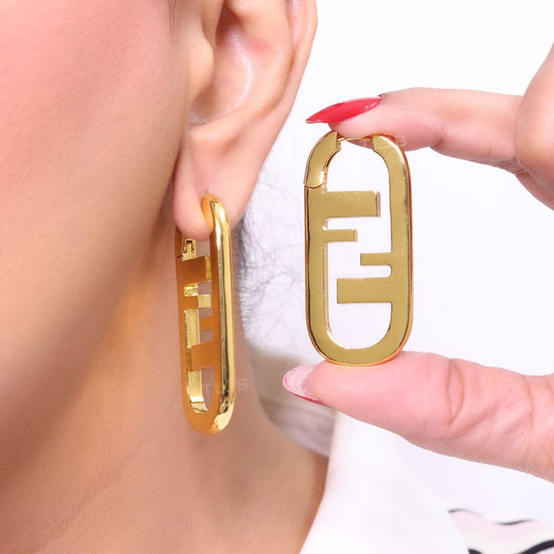 Double F gold Hoops
