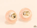 Pink acrylic studs with pearl and twin C motif