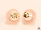 Pink acrylic studs with pearl and twin C motif