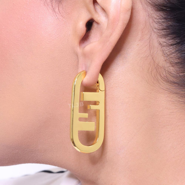 Double F gold Hoops