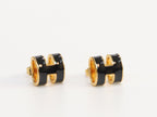 Alphabet H black studs in gold finish