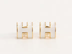 Alphabet H white studs in gold finish
