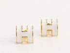 Alphabet H white studs in gold finish