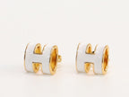 Alphabet H white studs in gold finish