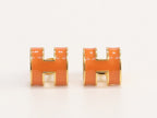 Alphabet H orange studs in gold finish