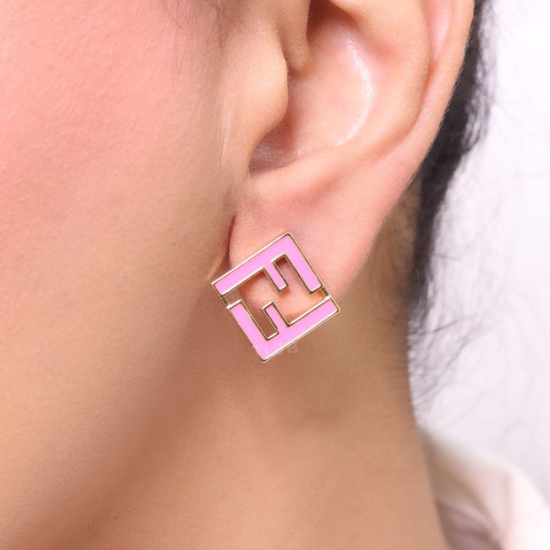 Pink Double F gold studs