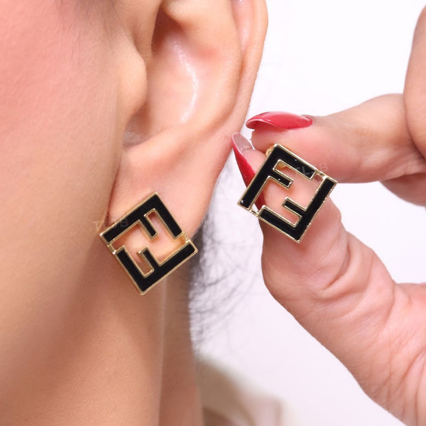 Black Double F gold studs