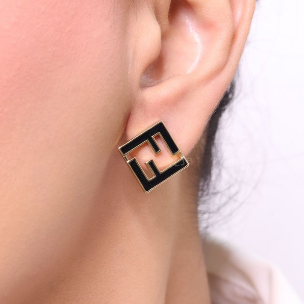 Black Double F gold studs