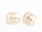 Double G pearl earrings in gold finish