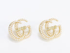 Double G pearl earrings in gold finish