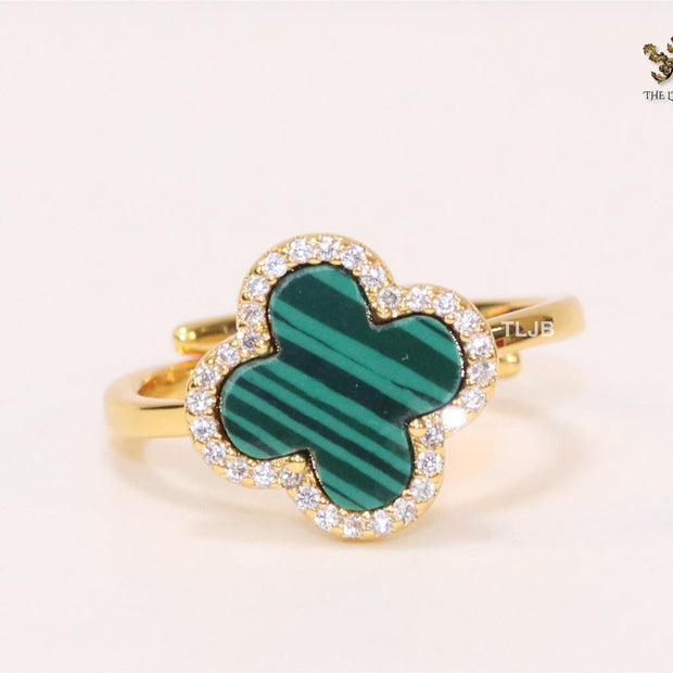 Green MOP ring with cz