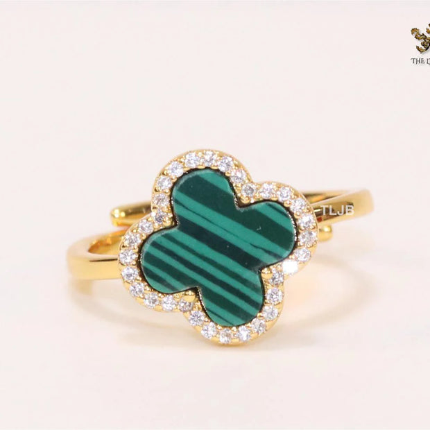 Green MOP ring with cz