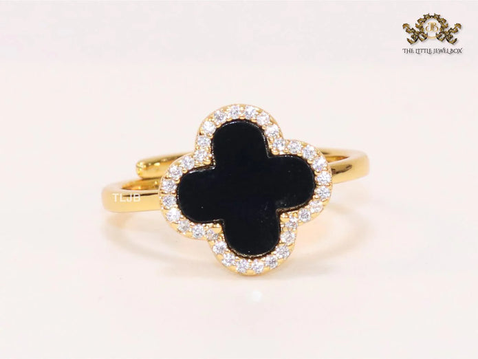 Black MOP ring with cz