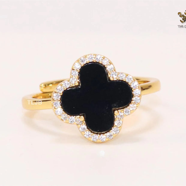 Black MOP ring with cz