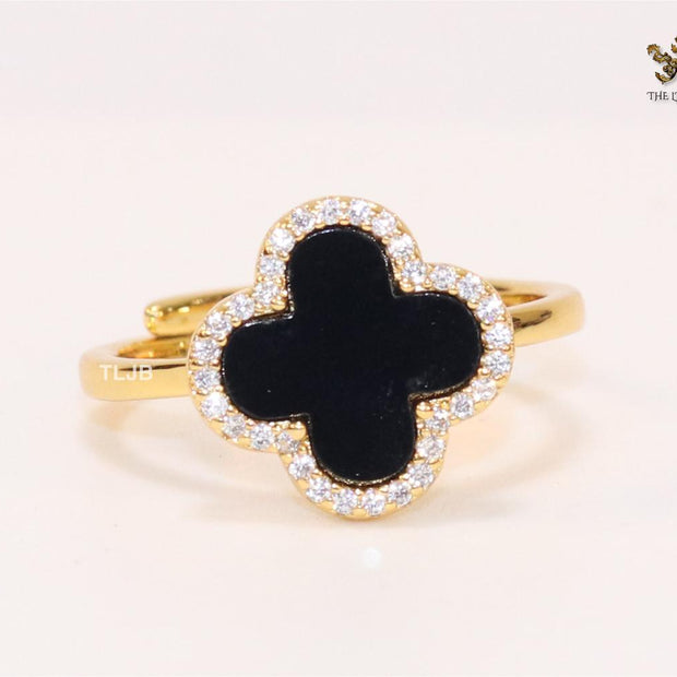 Black MOP ring with cz
