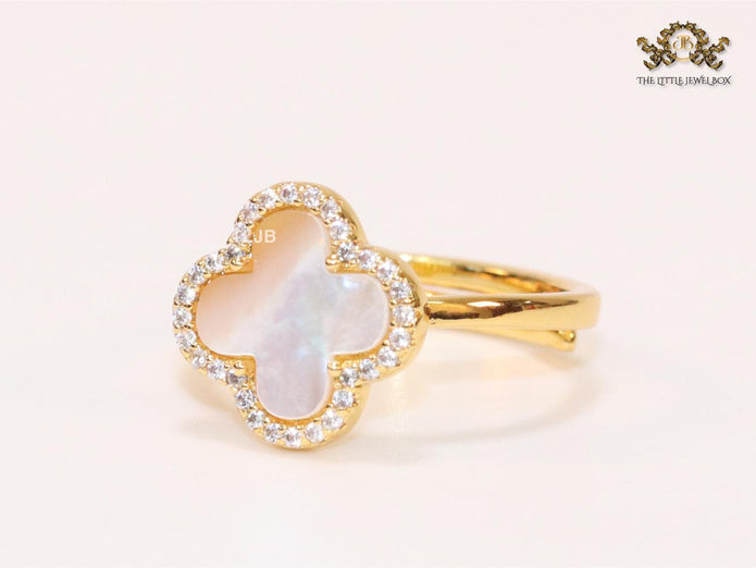 Off White MOP and cz ring