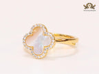 Off White MOP and cz ring