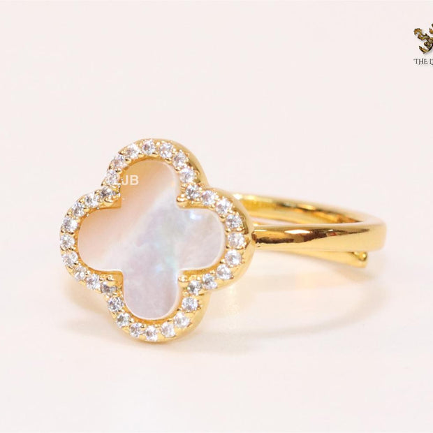 Off White MOP and cz ring