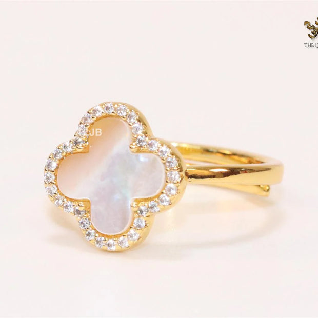 Off White MOP and cz ring