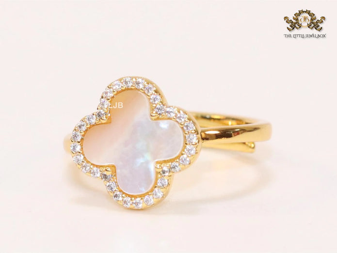 Off White MOP and cz ring