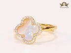 Off White MOP and cz ring