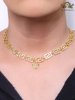 Medusa charm gold link chain