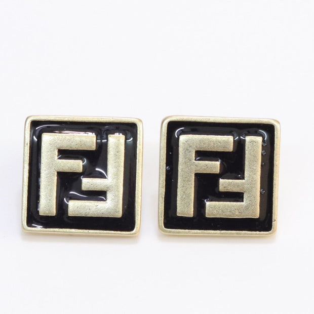 Alphabet F square black earrings
