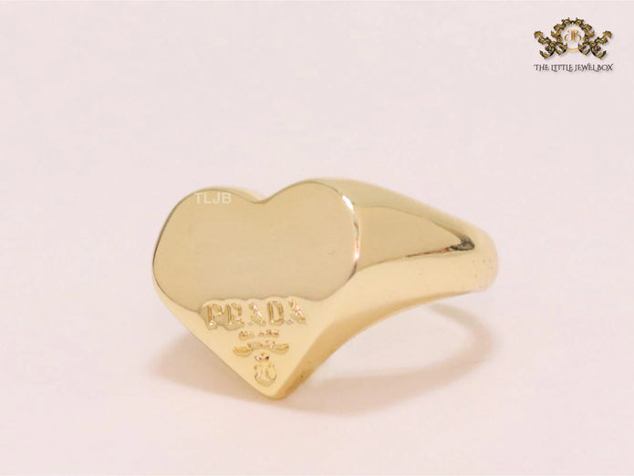 Alphabet P gold plated heart ring