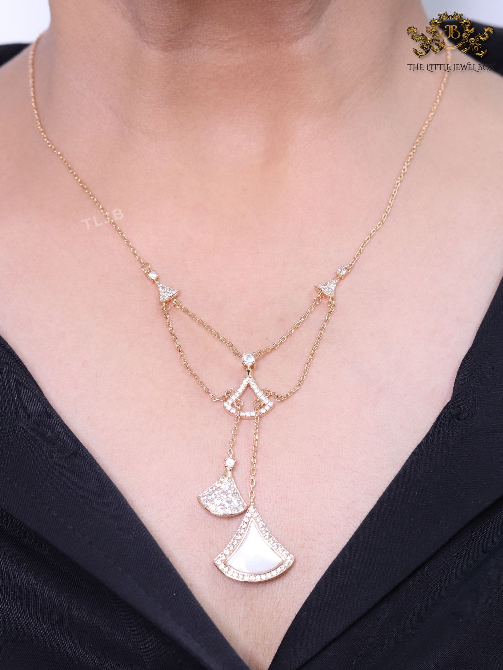 Alphabet B V L White MOP and Cz charms chain