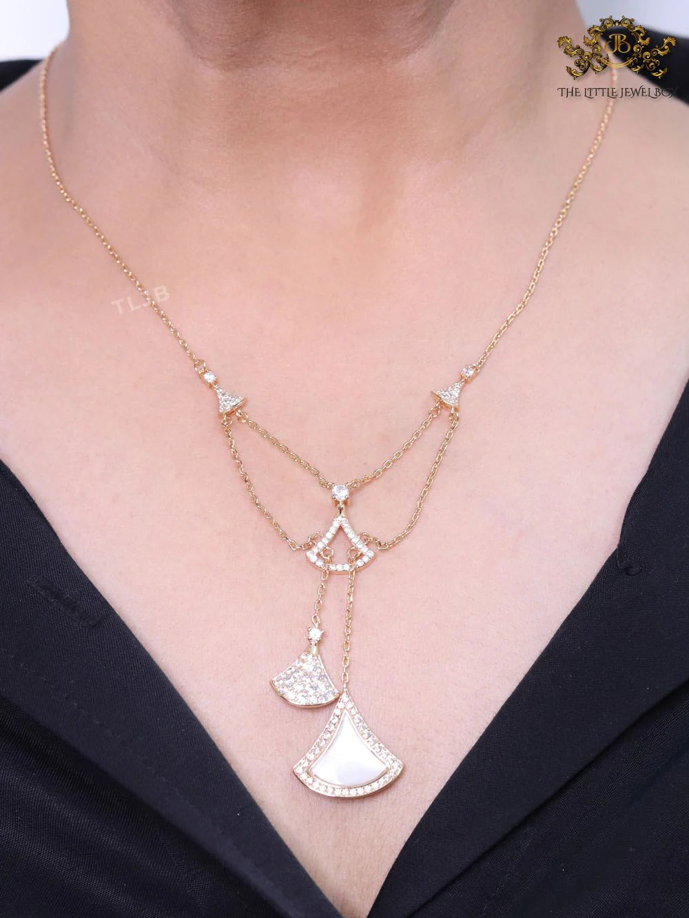 Alphabet B V L White MOP and Cz charms chain