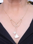 Alphabet B V L White MOP and Cz charms chain