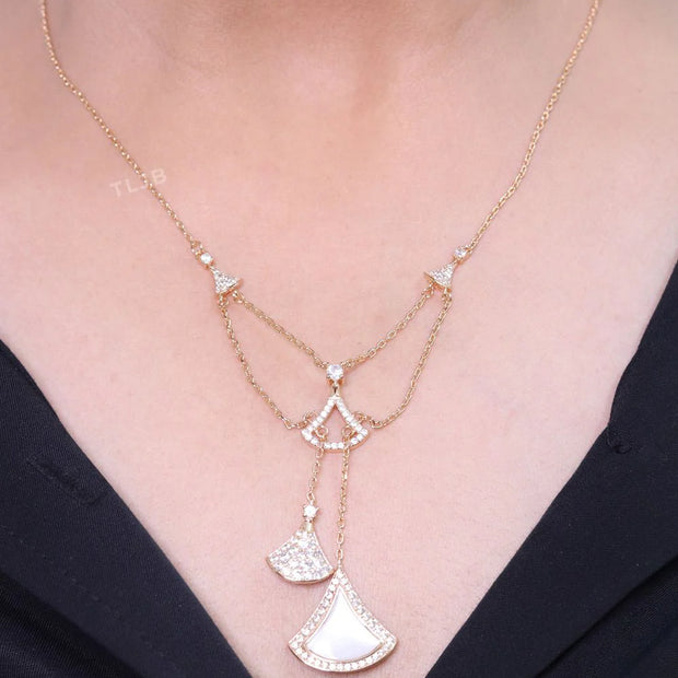 Alphabet B V L White MOP and Cz charms chain