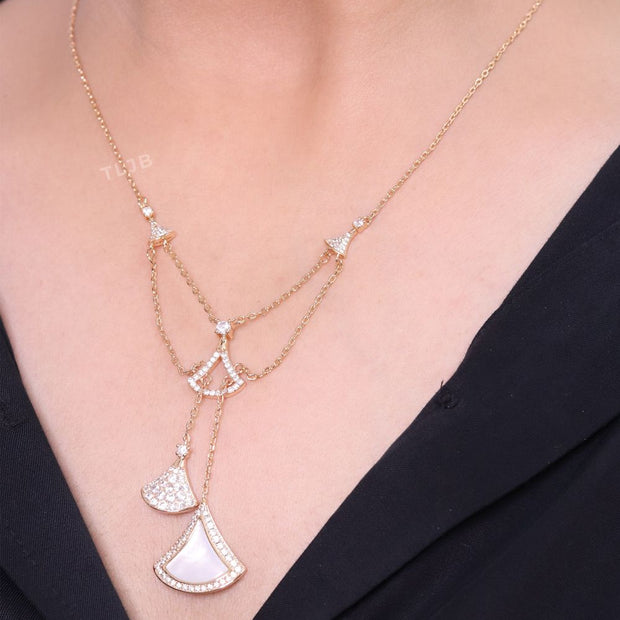 Alphabet B V L White MOP and Cz charms chain