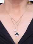 Alphabet B V L Black enamel and Cz charms chain