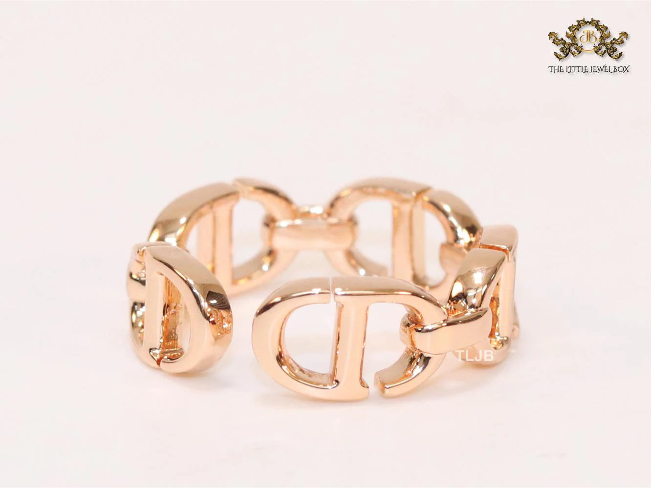 Alphabet CD rose gold plated ring