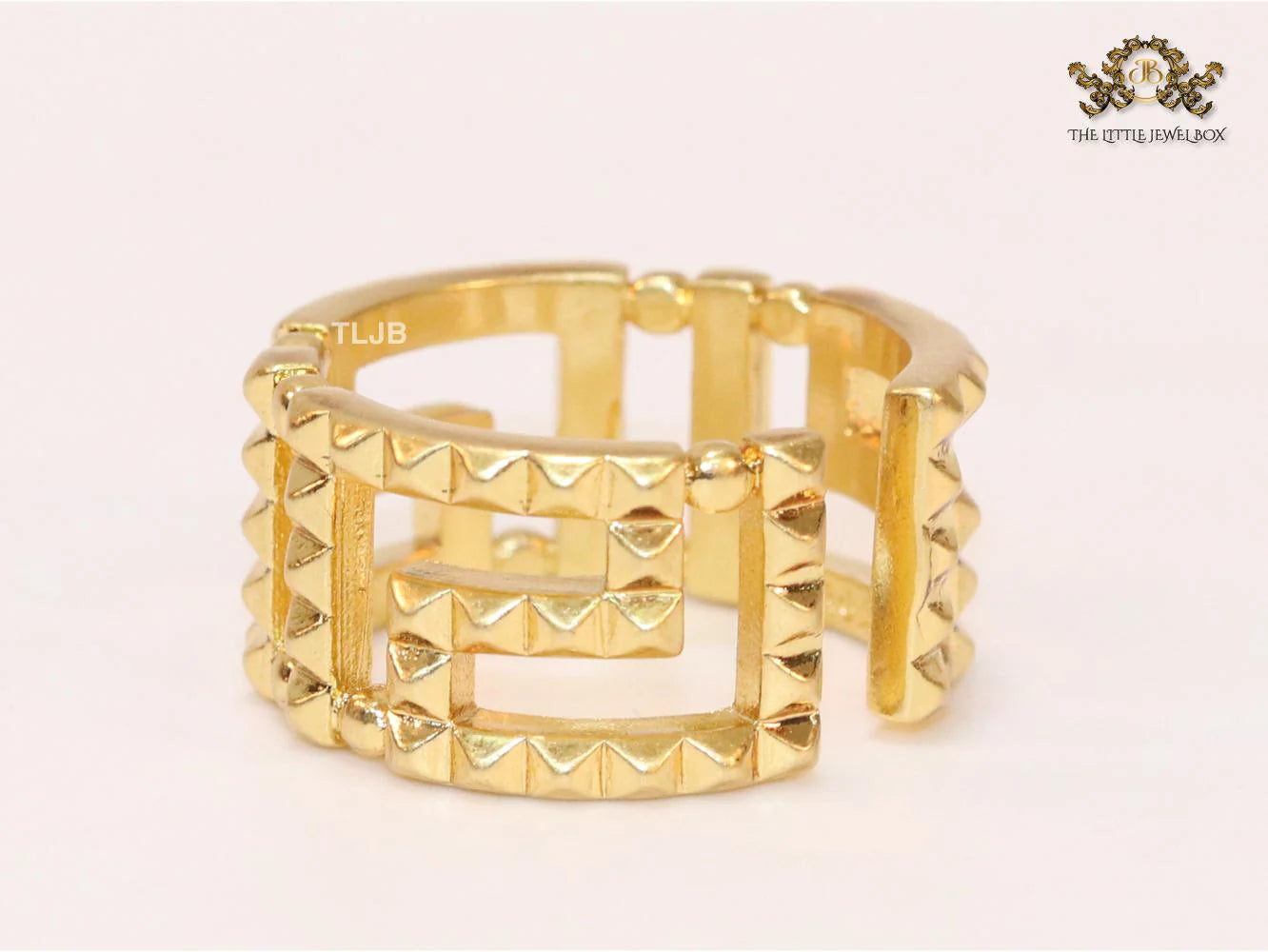 Double F gold plated textured ring