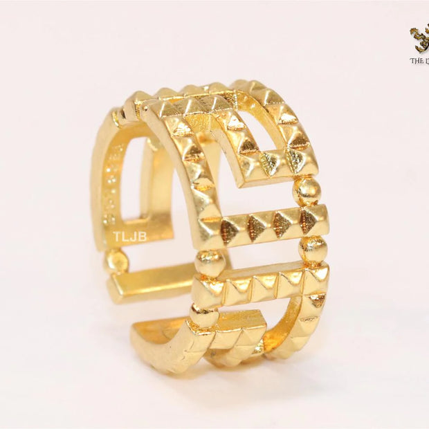 Double F gold plated textured ring