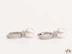 Platinum plated cz hoops with pearl drop